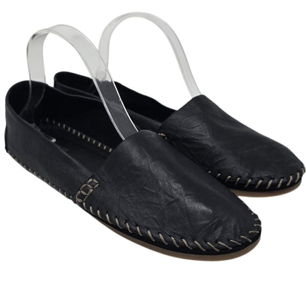 Adam Tucker by Me Too Women's Solo Leather Slip On Flats Loafers Black Size 10M